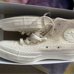 Converse White Knit High-Top Sneakers
